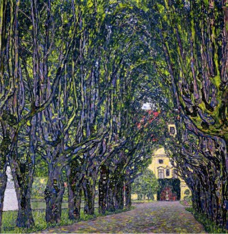 TREE LINED ROAD LEADING TO THE MANOR HOUSE AT KAMMER, UPPER AUSTRIA, 1912 - Gustav Klimt Paintings
